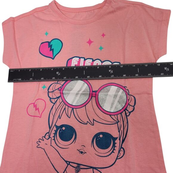 L.O.L. Surprise! Girls Short-Sleeve T-Shirts Crew Neck Pink Fierce Top Size 4 - Picture 6 of 7